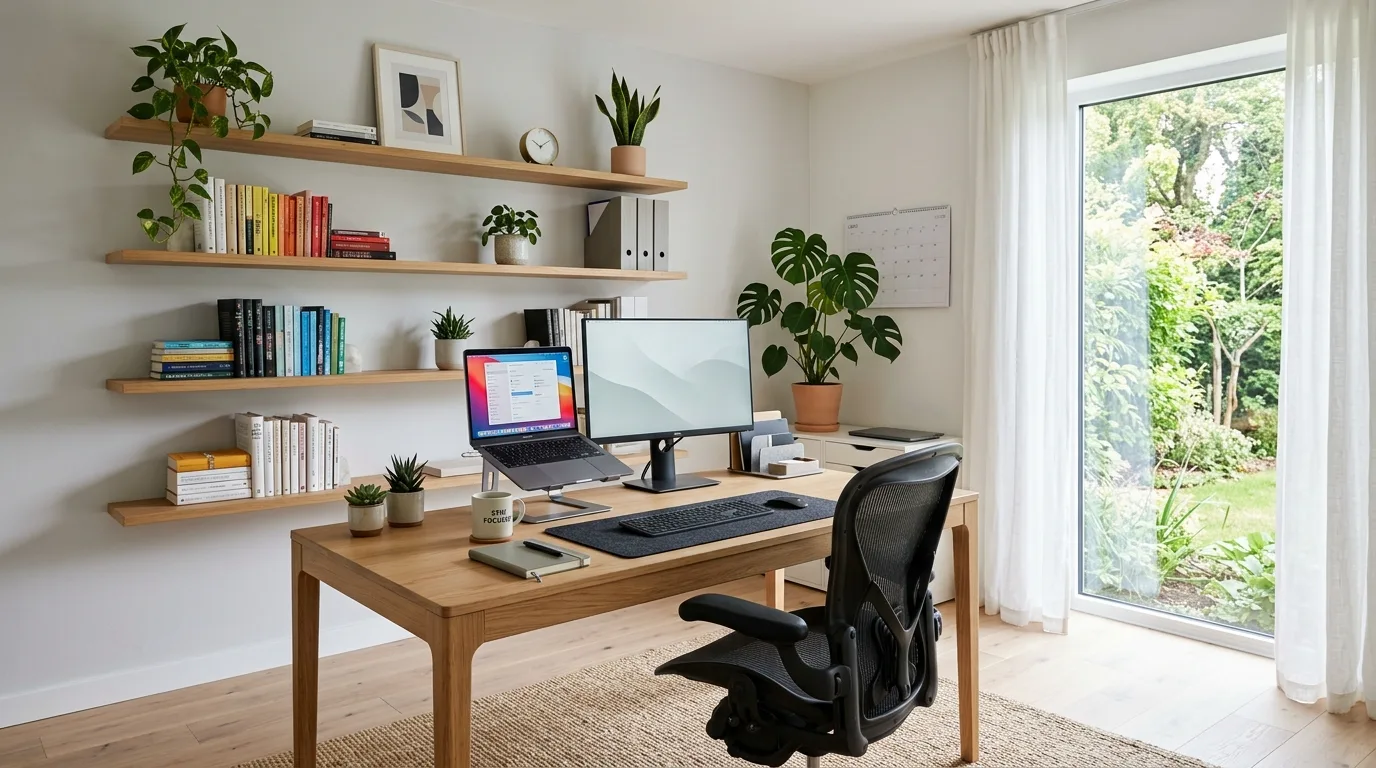 Stylish home office designed for focus, comfort, and everyday productivity.